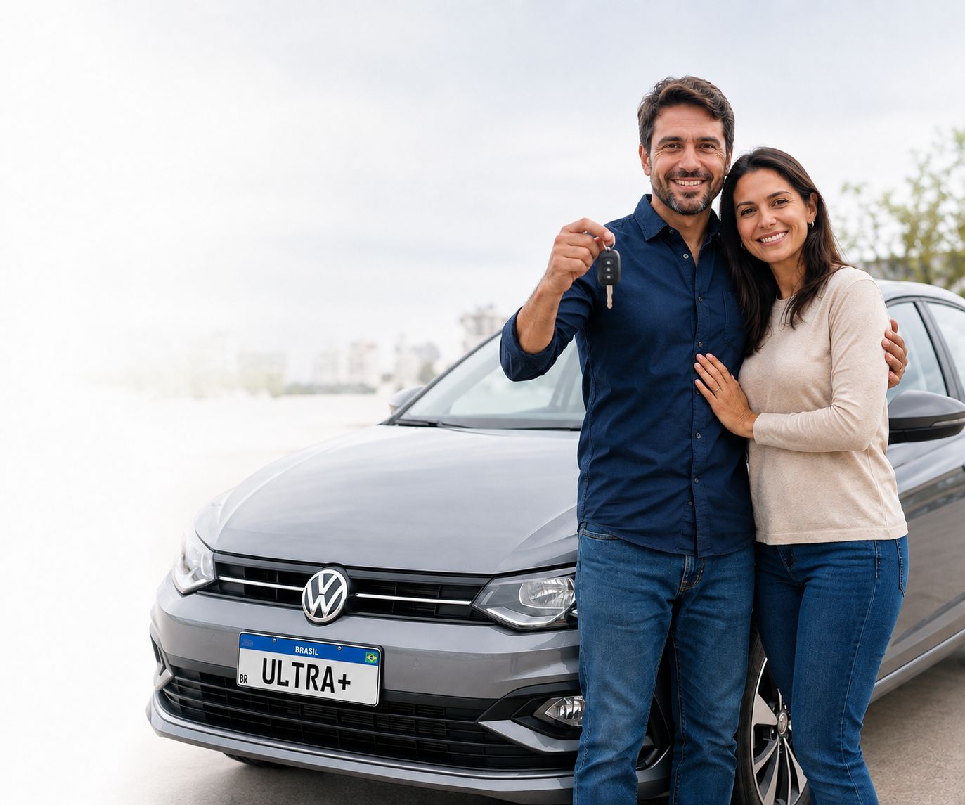 Casal associado à Ultra+ recebendo a chave do carro